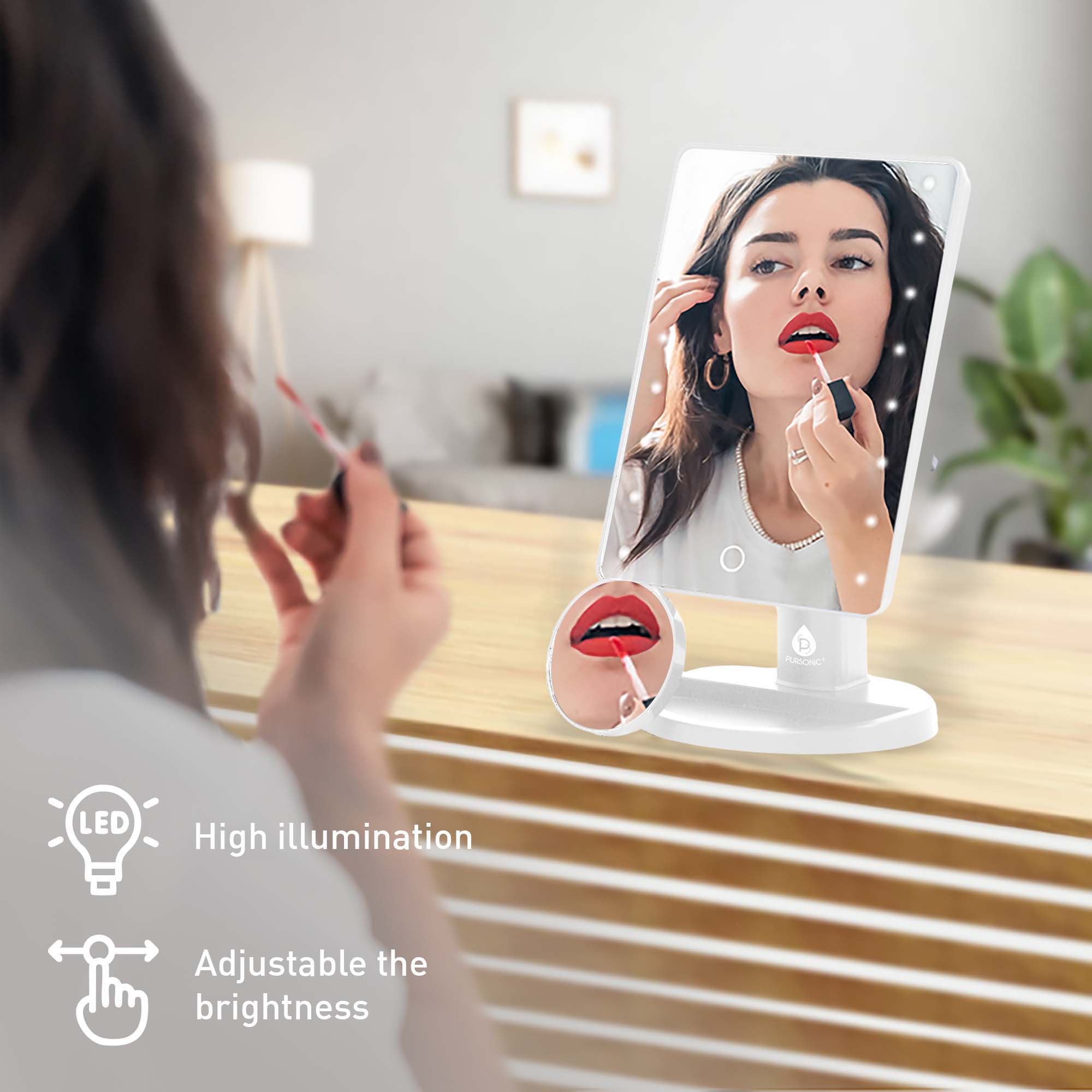 LED  
High illumination  

Adjustable brightness