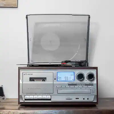 Victor Audio Cosmopolitan 8 in 1 Turntable Music Center with Victor Audio Cosmopolitan 8 in 1 Turntable Music Center with