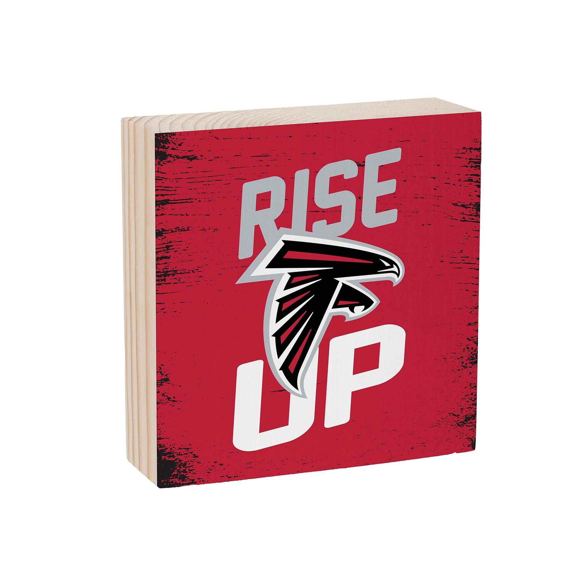 Alt View 1. Evergreen Enterprises - Atlanta Falcons 6" Square Fan Chant Wood Block Shelf Sign - Multicolor.