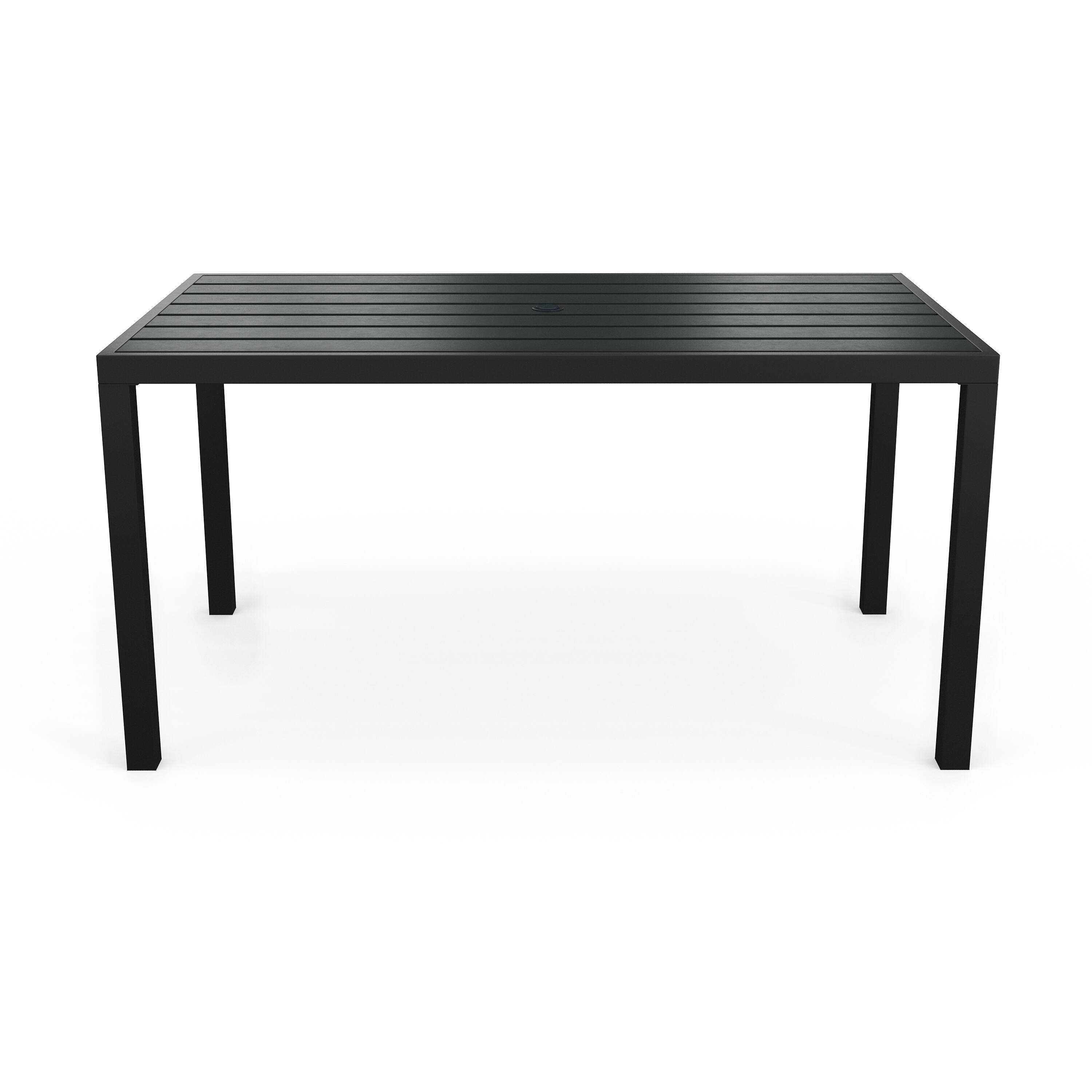 Alt View 9. Martha Stewart - Lily Pond 60" All-Weather Steel Frame Patio Table with Slatted Top and Umbrella Hole - Black.