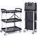 Front. VEVOR - Foldable Utility Service Cart, 3 Shelf 165LBS Heavy Duty Plastic Rolling Cart with Lockable Wheels, Ergonomic Handle - Grey.