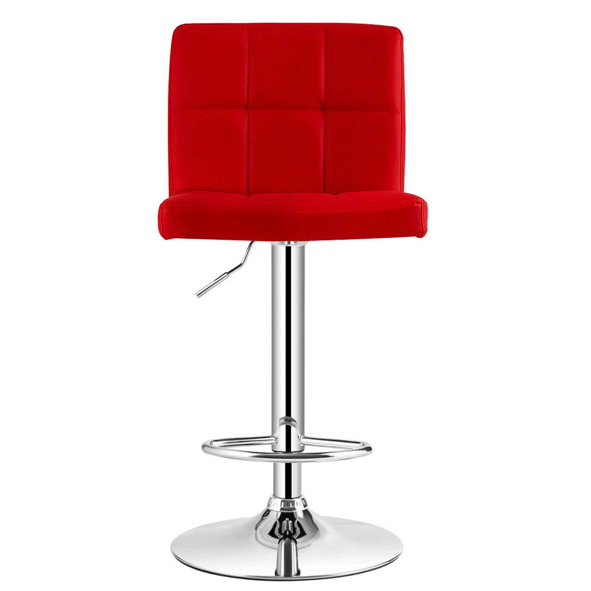 Alt View 5. Gymax - Gymax Set of 4 PU Leather Bar Stool Swivel Bar Chair w/ Adjustable Height Red - Red.