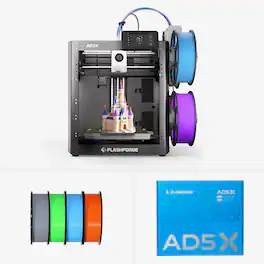 Flashforge - AD5X Multi-Color 3D Printer, 4-Color IFS, Auto Leveling, Max 600mm/s High Speed Printing, 220×220×220mm - Black