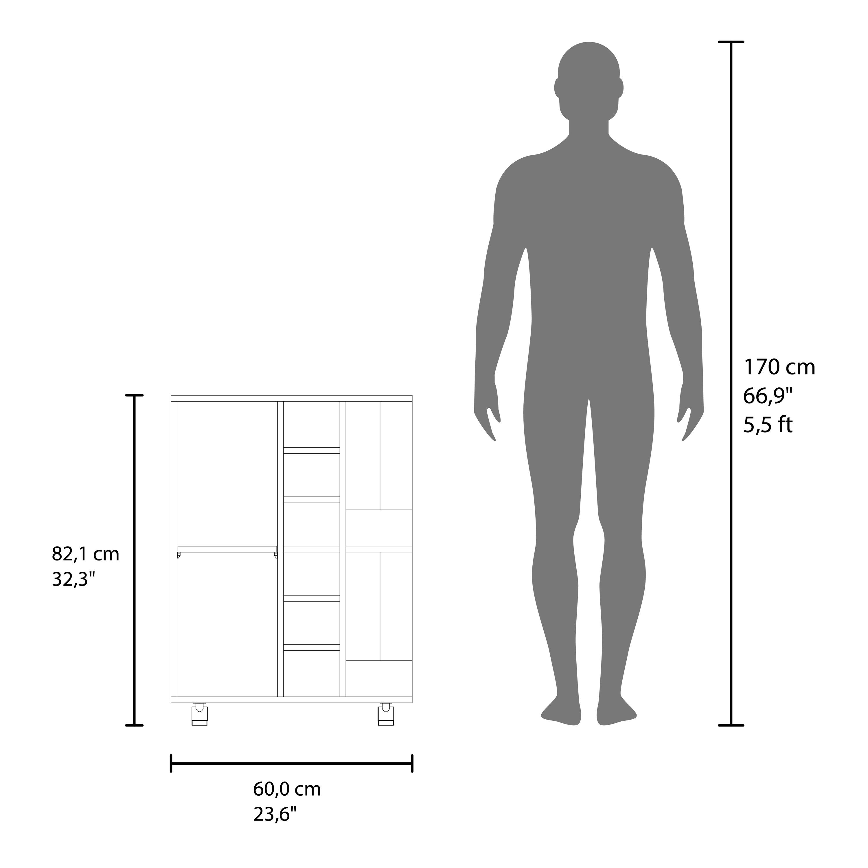 170 cm  
66,9"  
5,5 ft  

82,1 cm  
32,3"  

60,0 cm  
23,6"