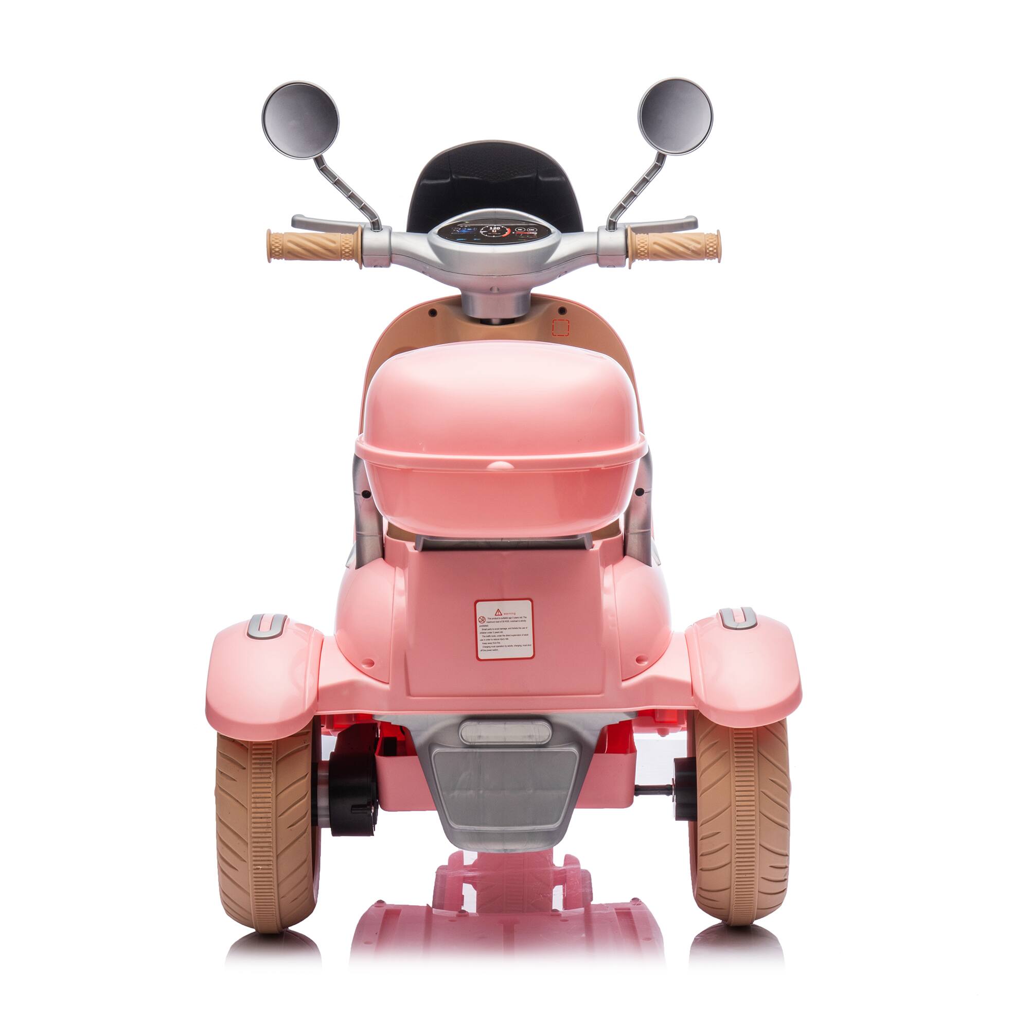 Alt View 8. ELEMENT ACE - Two-Seater Electric Motorcycle for Kids 3-6, Three-Wheel Ride-On Toy w/ Music, Bluetooth, USB, Trunk & Adult Seat - Pink.