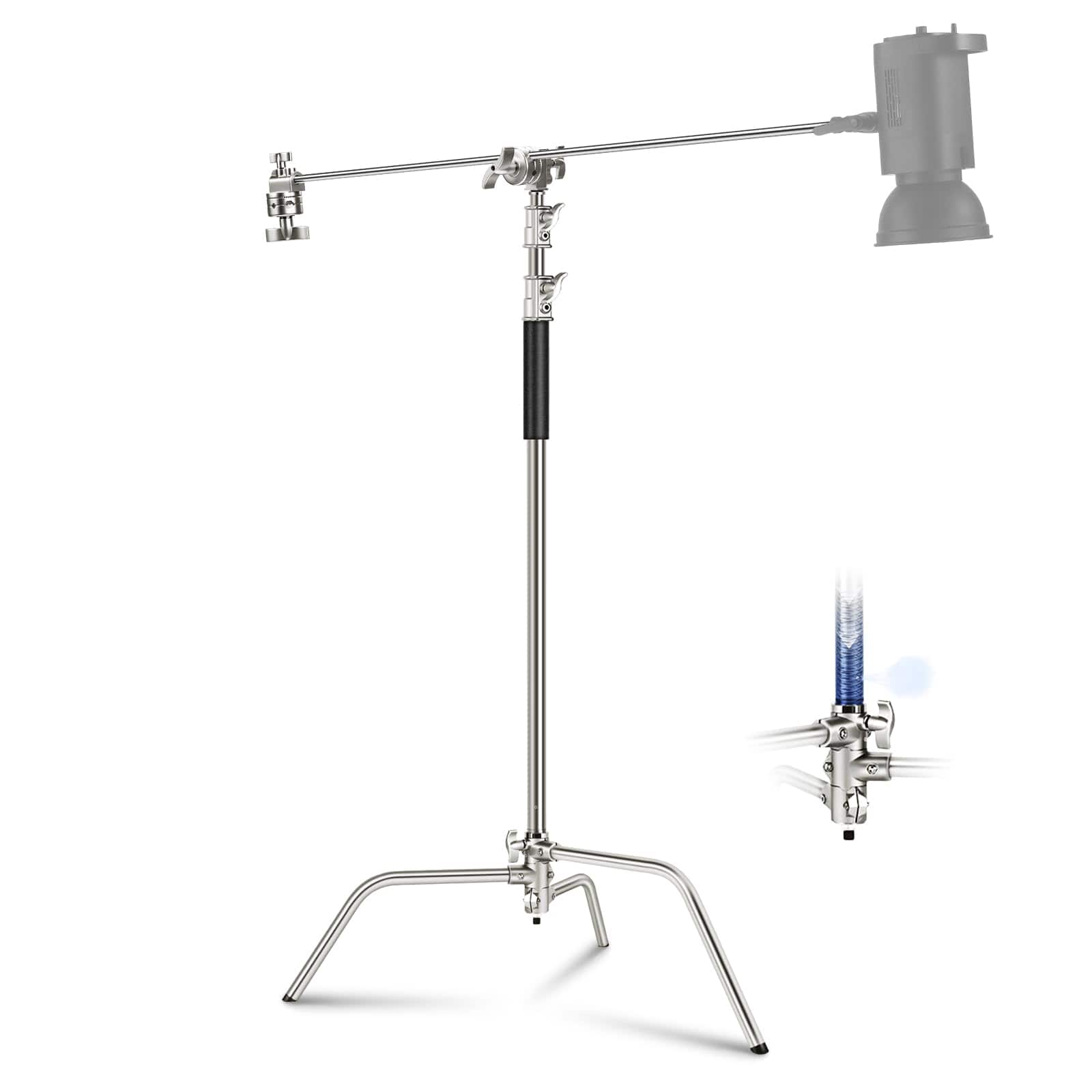 Neewer - Stainless Steel C-Stand with Boom Arm - Air Cushion Heavy Duty Stand for Studio Lighting