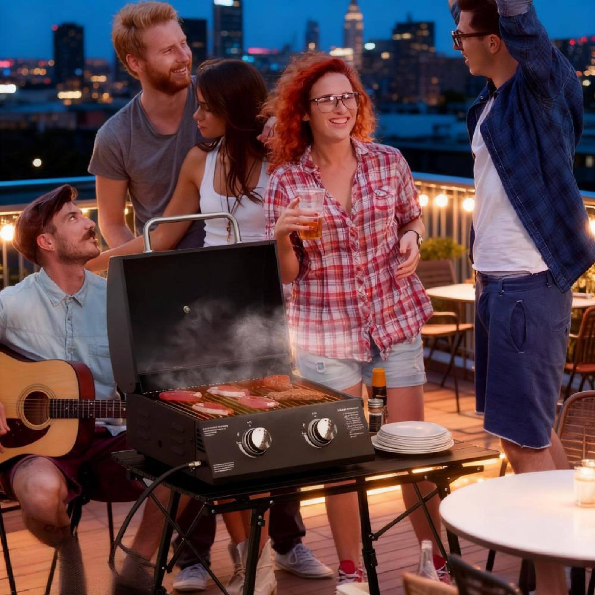 Alt View 5. GOODSILO - Portable Double Burner Outdoor Grill with Piezo Ignition and Foldable Legs for Camping and BBQ - Black.