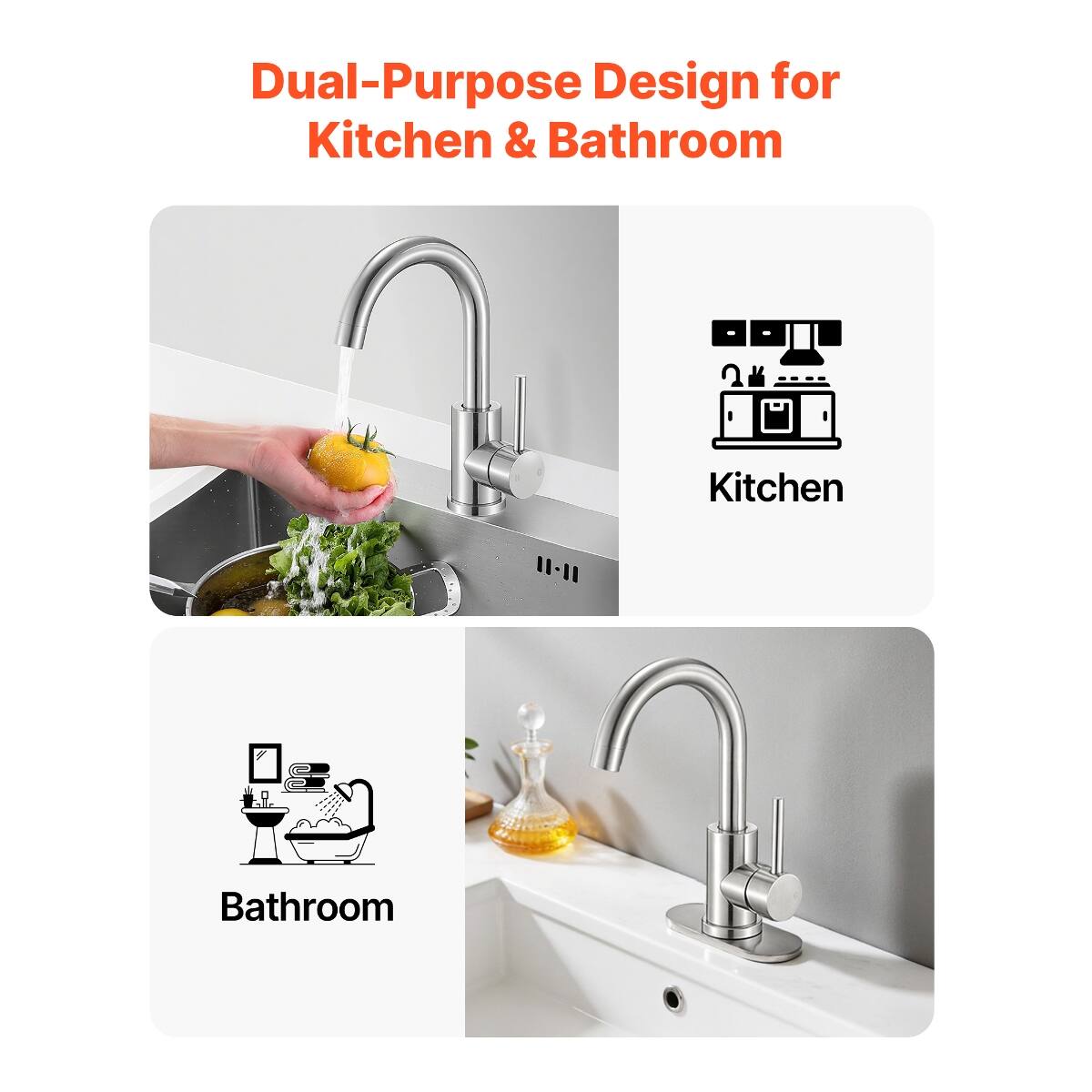 Dual-Purpose Design for Kitchen & Bathroom

Kitchen

Bathroom