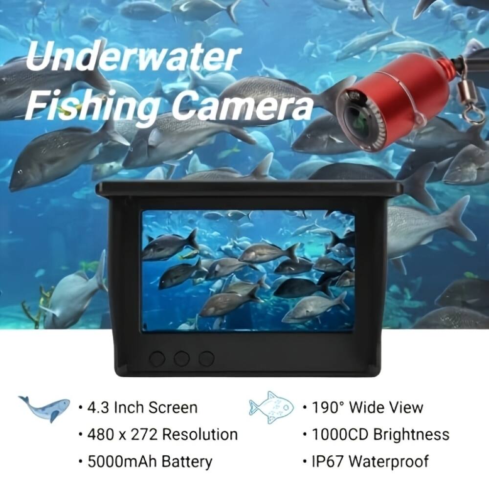 Underwater Fishing Camera

- 4.3 Inch Screen
- 480 x 272 Resolution
- 5000mAh Battery
- 190° Wide View
- 1000CD Brightness
- IP67 Waterproof