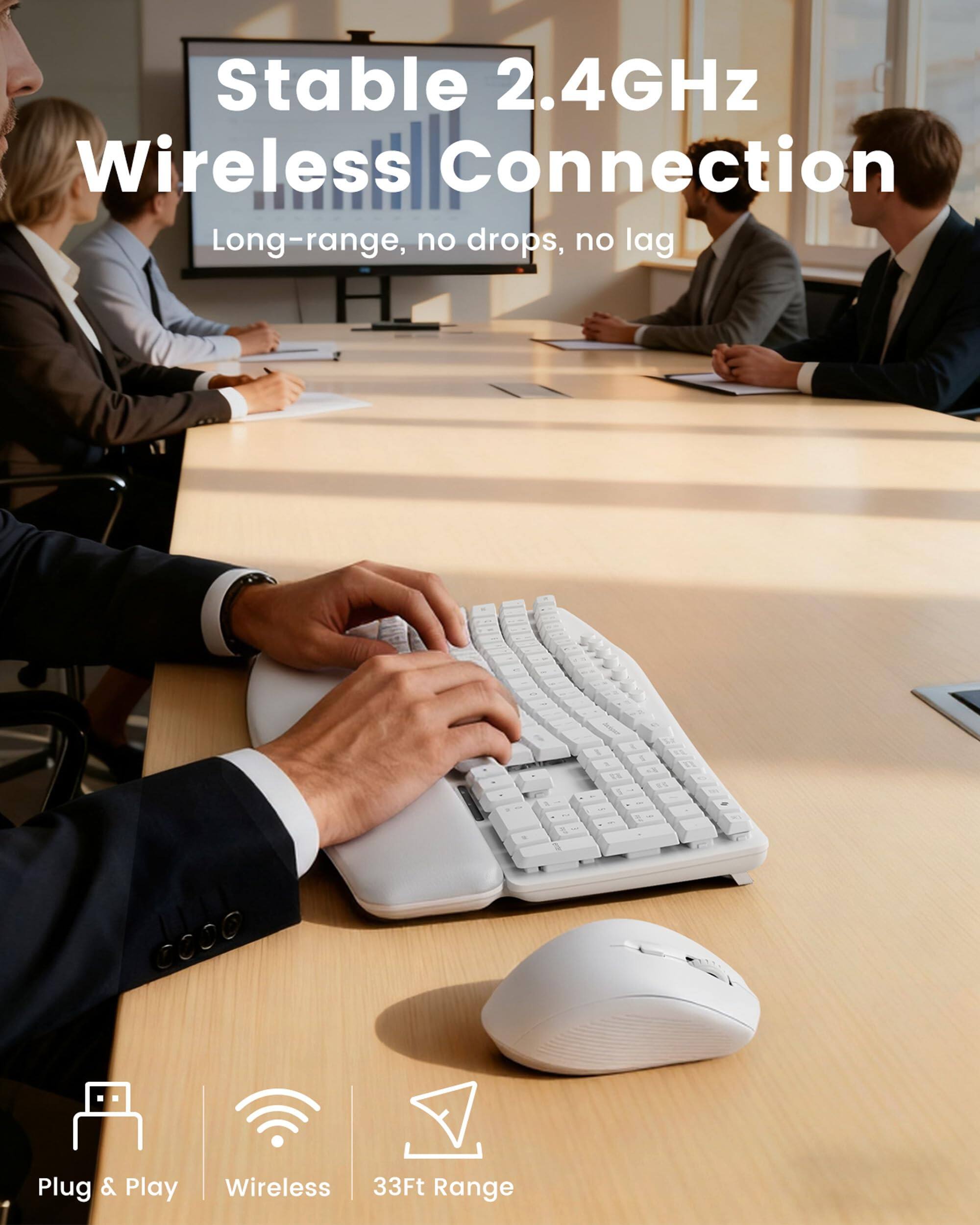 Stable 2.4GHz Wireless Connection  
Long-range, no drops, no lag  

Plug & Play Wireless  
33Ft Range