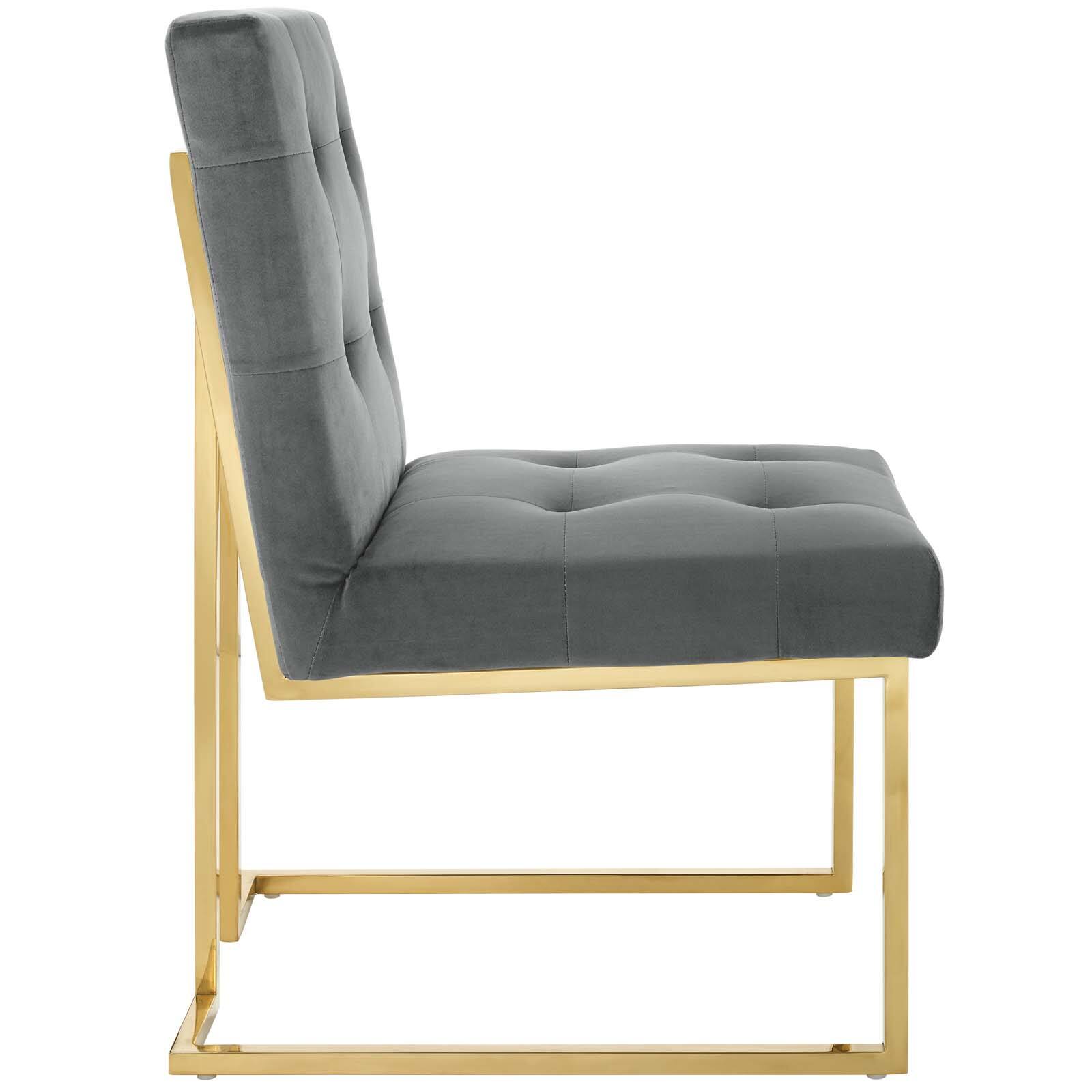 Back. Modway - Privy Gold Stainless Steel Performance Velvet Dining Chair by Modway - Gold Charcoal.