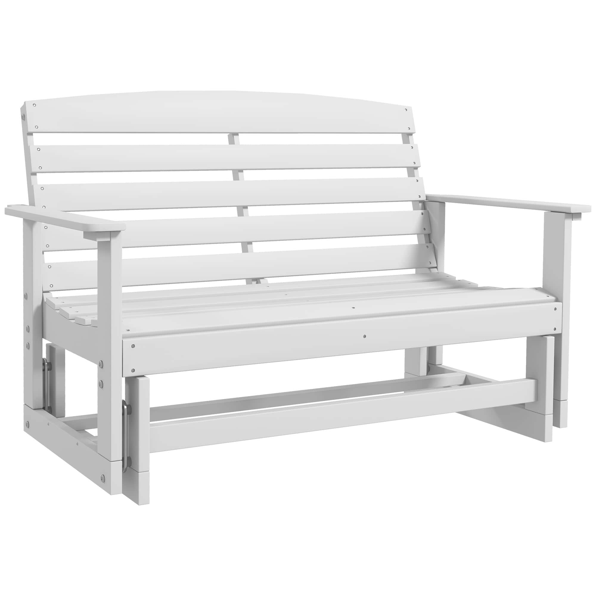 Outsunny - 2-Person Outdoor Glider Bench Patio Double Swing Rocking Chair Loveseat w/ Slatted HDPE Frame for Backyard Garden Porch - White price history on PriceWatchPro