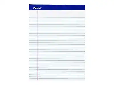 Front. Ampad - Perforated Notepads, 8.5" x 11.75", Wide Ruled, 50 Sheets/Pad, 12 Pads/Pack - White.