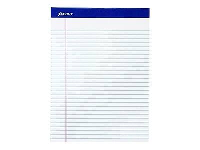 Front. Ampad - Perforated Notepads, 8.5" x 11.75", Wide Ruled, 50 Sheets/Pad, 12 Pads/Pack - White.
