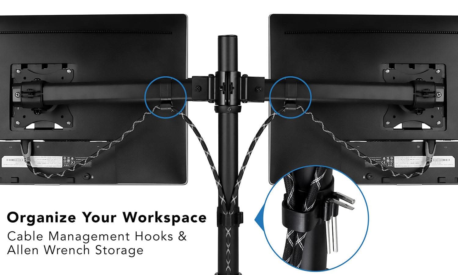 Organize Your Workspace  
Cable Management Hooks & Allen Wrench Storage