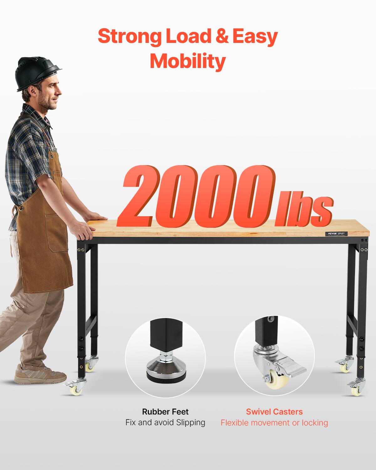 Strong Load & Easy Mobility

2000 lbs

Rubber Feet
Fix and avoid Slipping

Swivel Casters
Flexible movement or locking