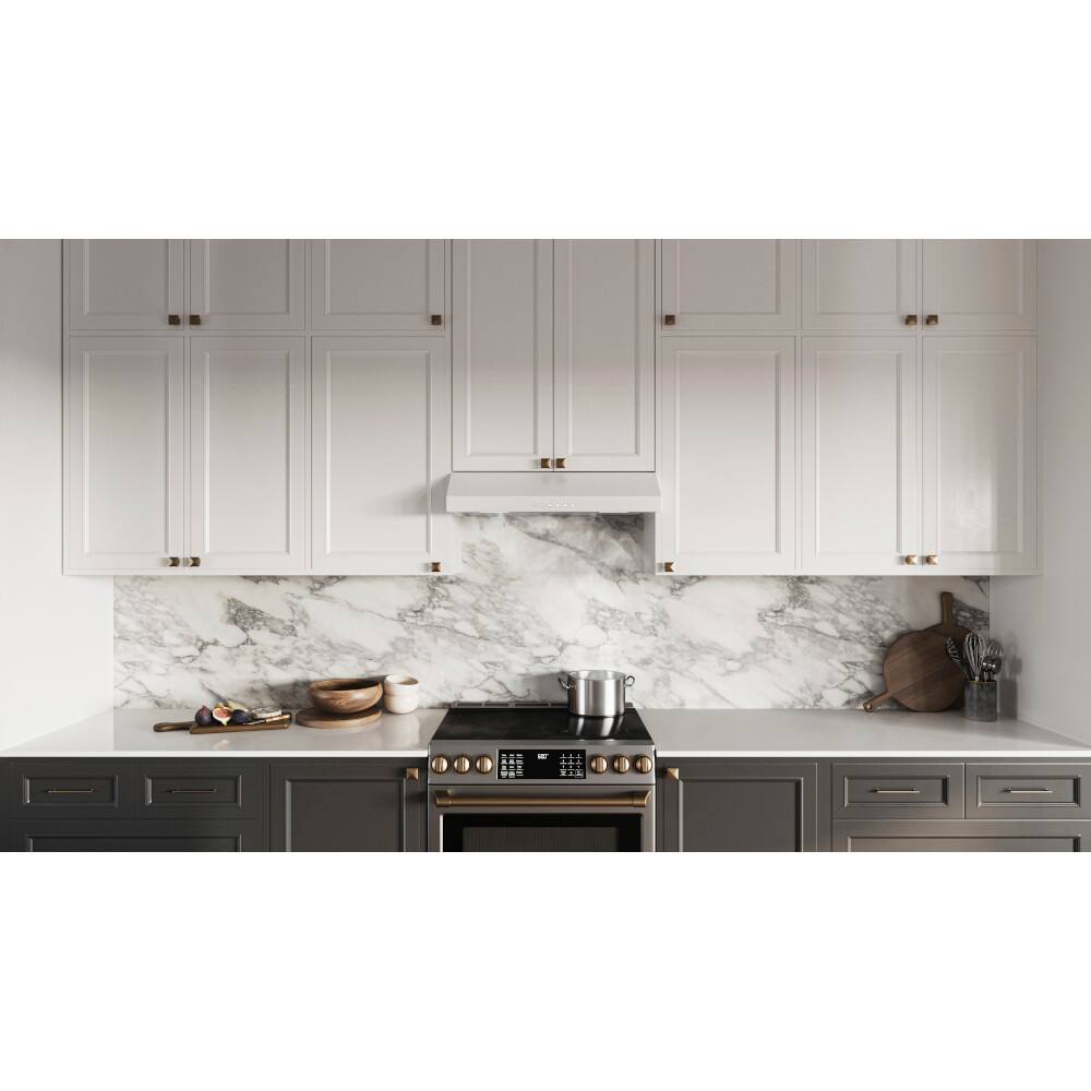 Alt View 10. Broan - Glacier 30-Inch 490 MAX Blower CFM 1.0 Sones Range Hood - White.