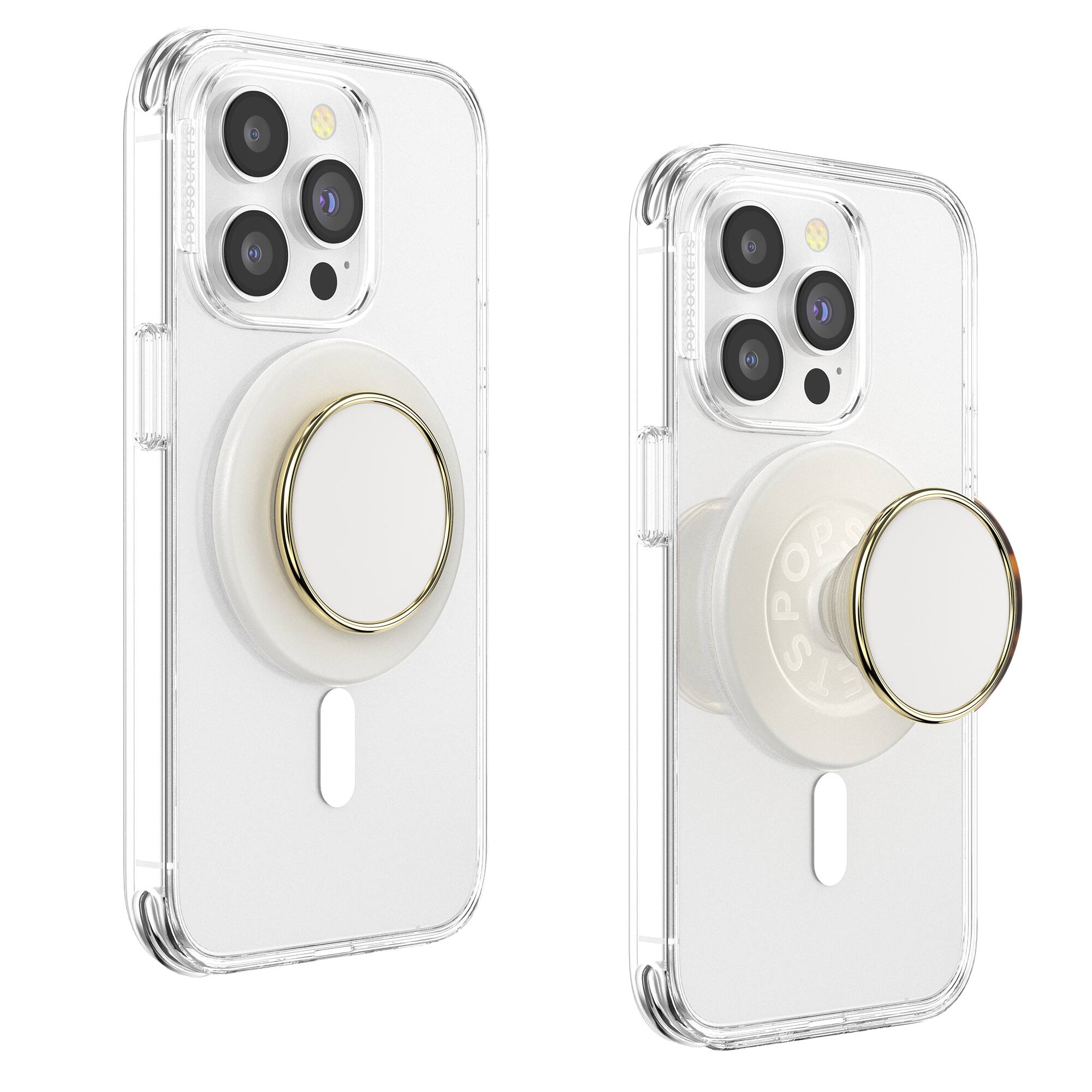 Angle. PopSockets - MagSafe PopGrip Universal Magnetic Grip & Stand with Adapter Ring for Cell Phones - White.