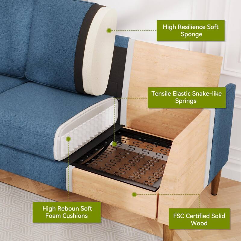 - High Resilience Soft Sponge
- Tensile Elastic Snake-like Springs
- High Rebound Soft Foam Cushions
- FSC Certified Solid Wood