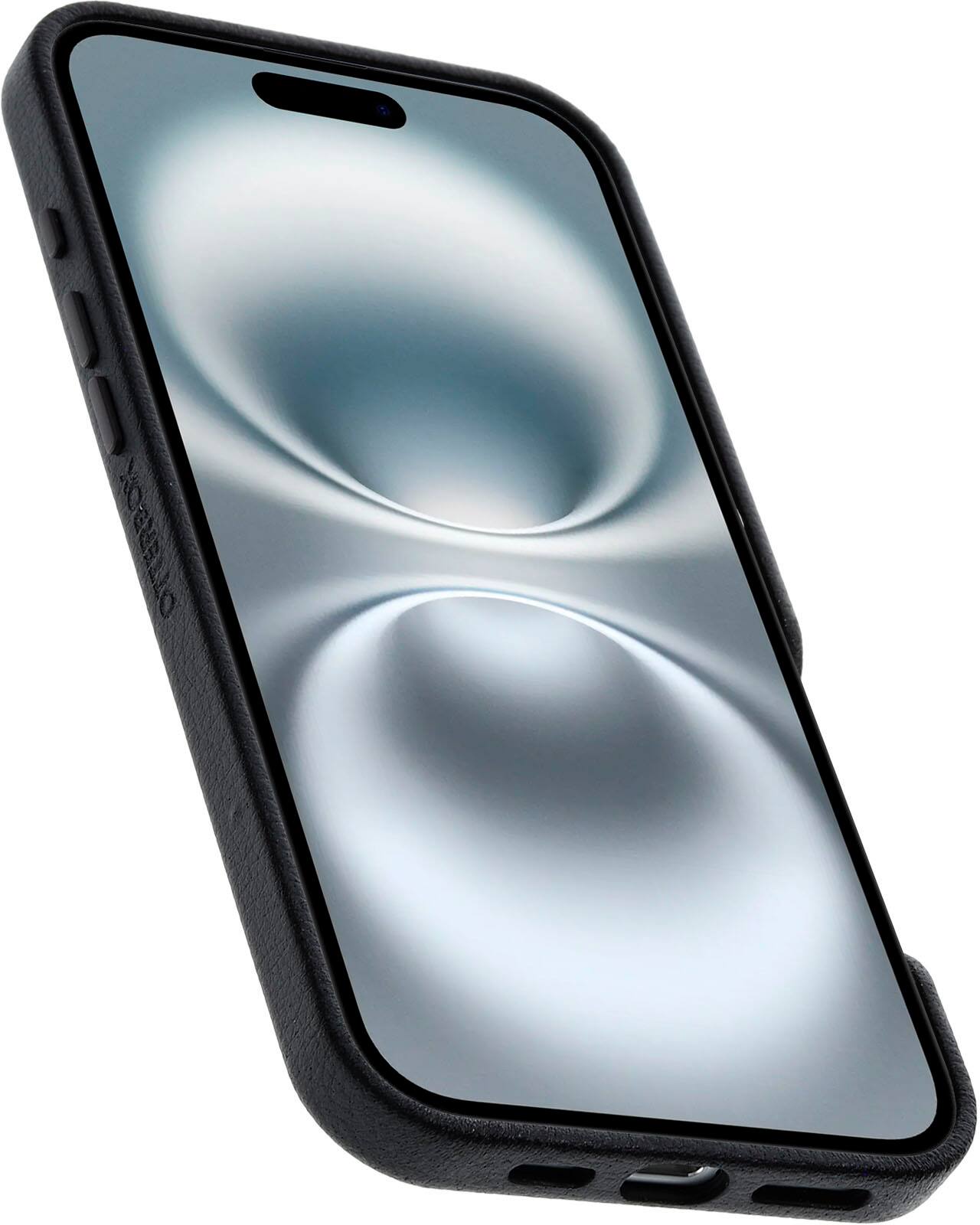 Left. OtterBox - Symmetry Cactus Leather Series Hard Shell for MagSafe for Apple iPhone 16 Plus - Black.