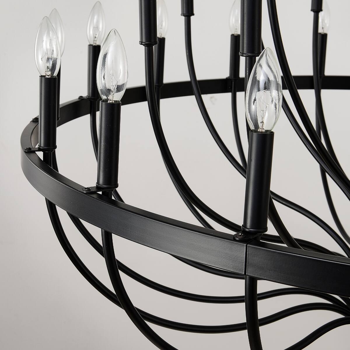 Alt View 2. Loheer - Loheer 36 Light Chandelier Matte Black Iron E12 Candle Pendant for Dining Room and Kitchen Island.