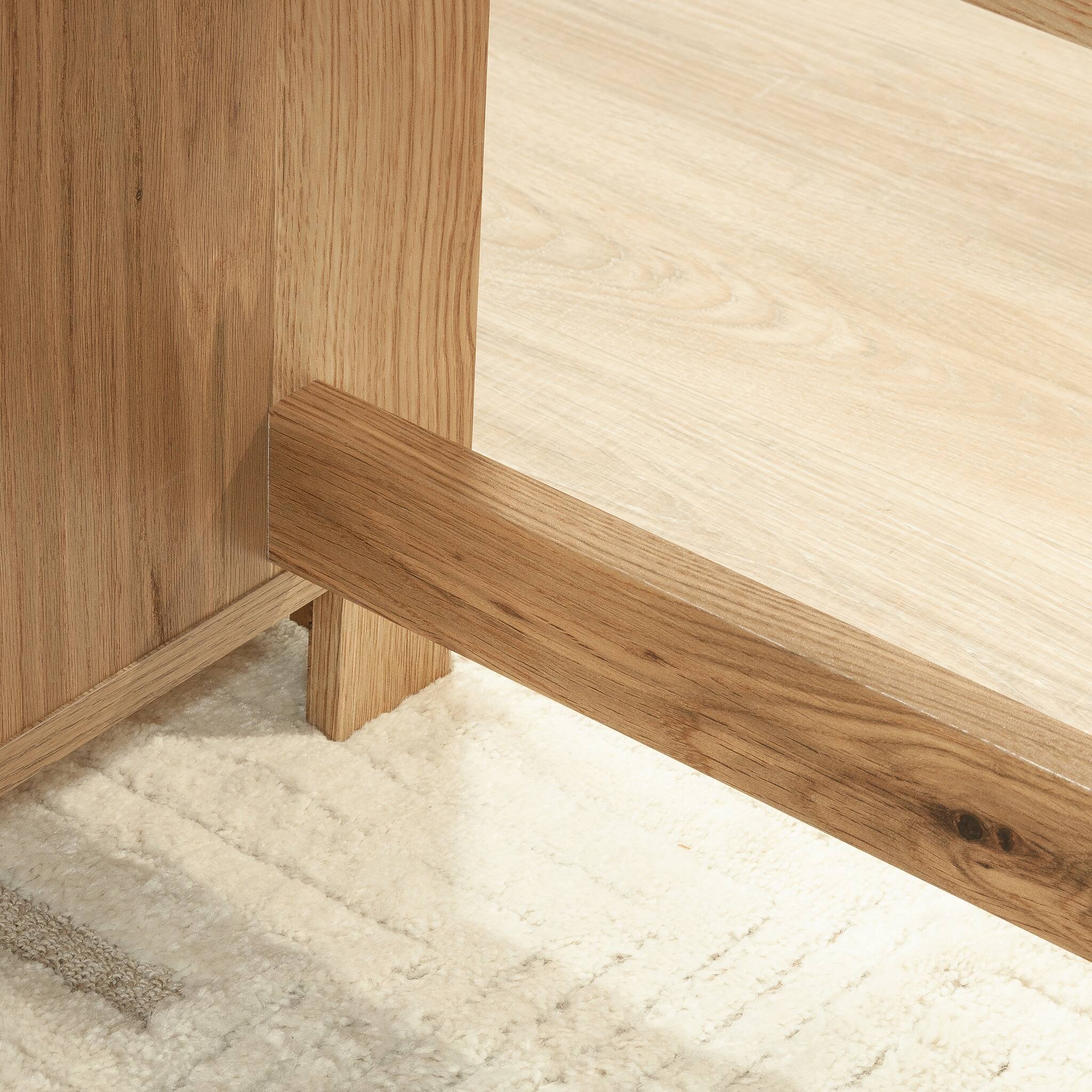 Alt View 2. Spaco - 65x60" Rustic Computer Desk with Open Shelf, Small Drawer, Home Office - Brown.