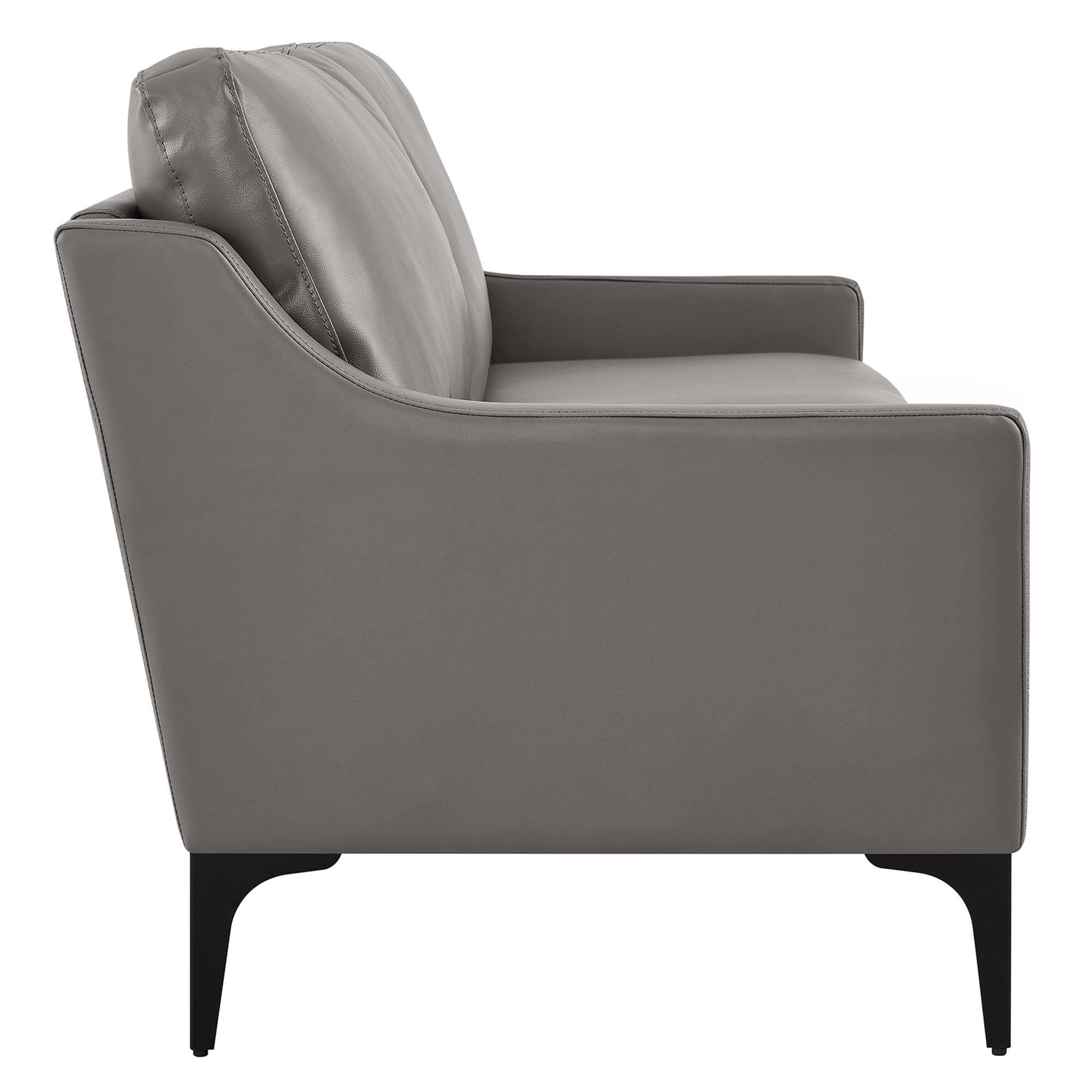 Left. Modway - Corland Leather Sofa by Modway - Gray.