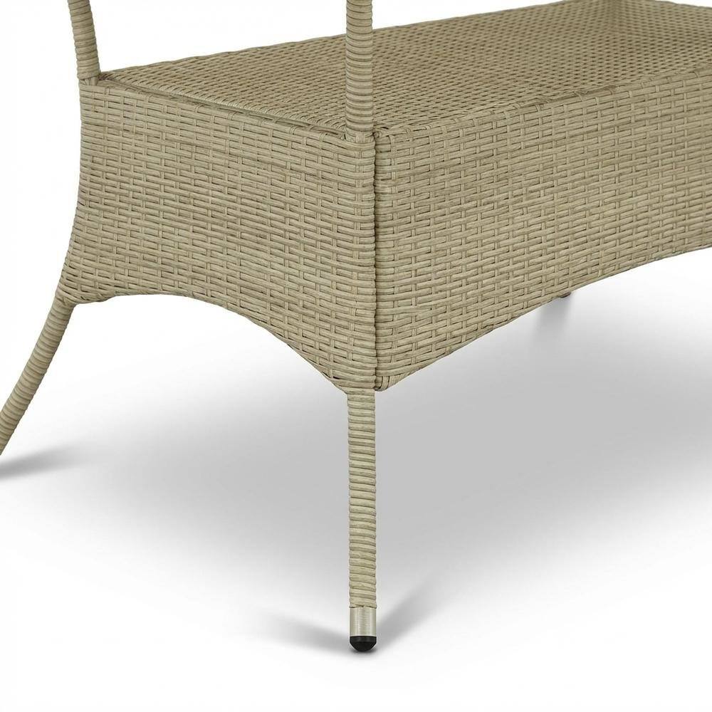 Back. Outdoor Escape - Linen Wicker Patio Set with Dining Table and 4 Outdoor Chairs - Brown.
