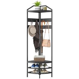 Homcom - Hall Tree, Industrial 4-Tier Coat Rack with Shoe Storage - Black
