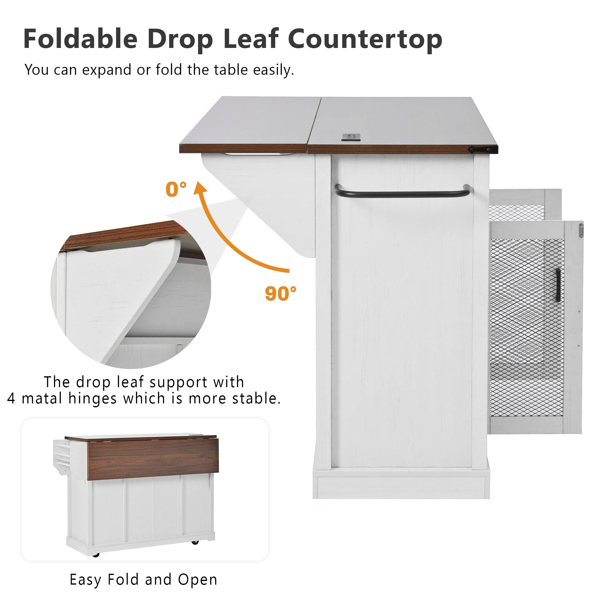 Foldable Drop Leaf Countertop

You can expand or fold the table easily.

The drop leaf support with 4 metal hinges which is more stable.

Easy Fold and Open