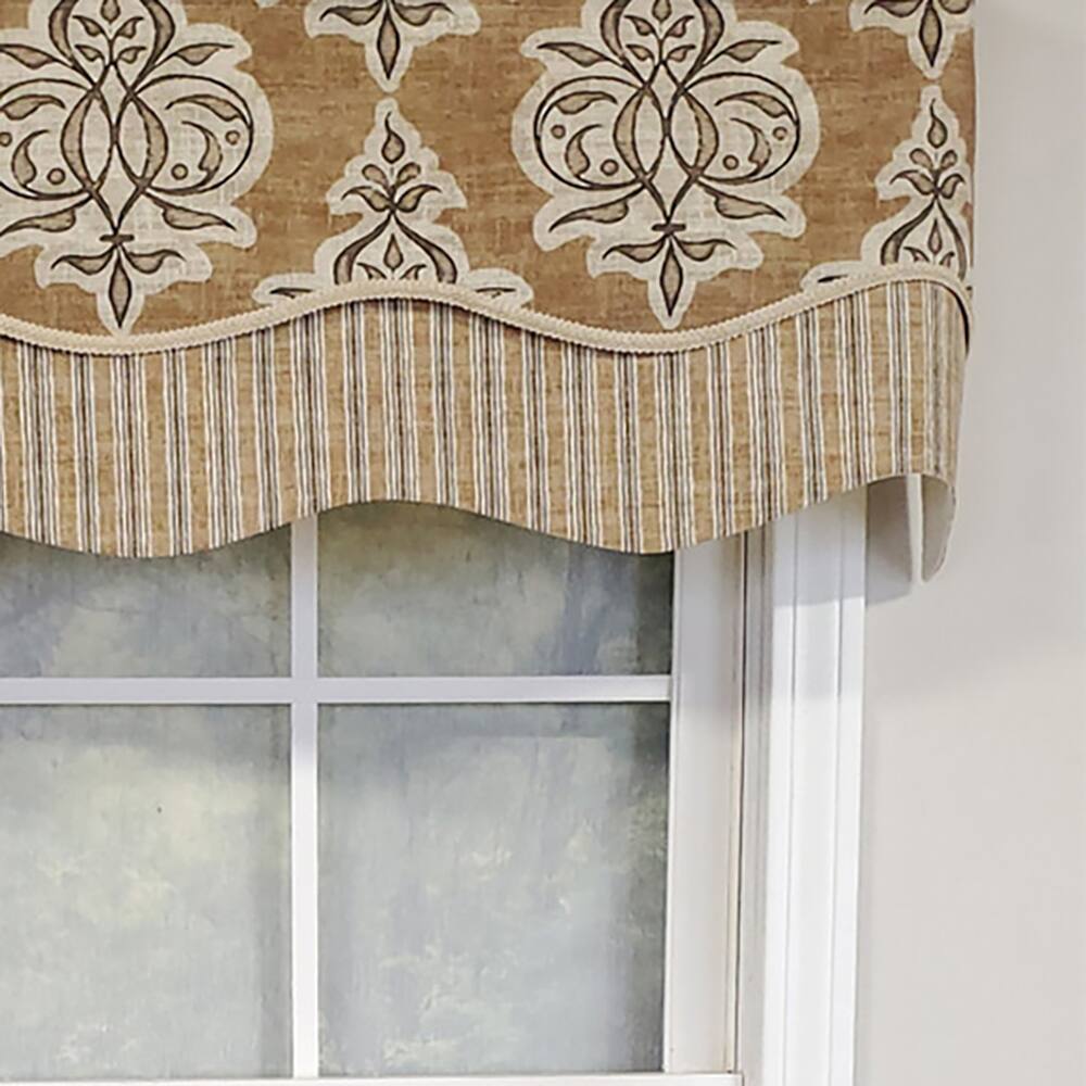 Left. RLF Home - RLF Home Luxurious Modern Design Classic Jenna Glory Style Window Valance 50" x 16" Caramel - Caramel.