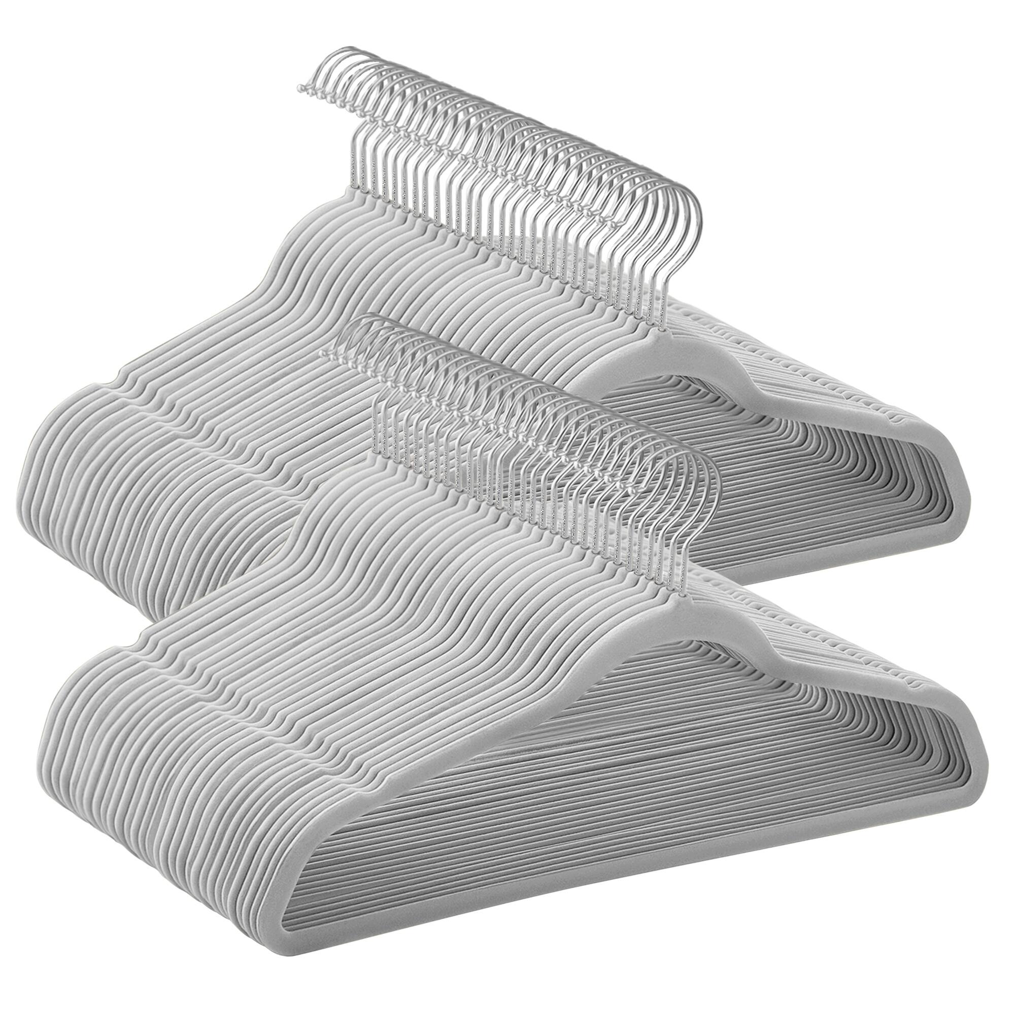 Front. Songmics Home - Velvet Hangers 60 Pack, Non-Slip Clothes Hangers with Silver-Colored Swivel Hooks, Slim Space-Saving for Closet - Dove Gray.