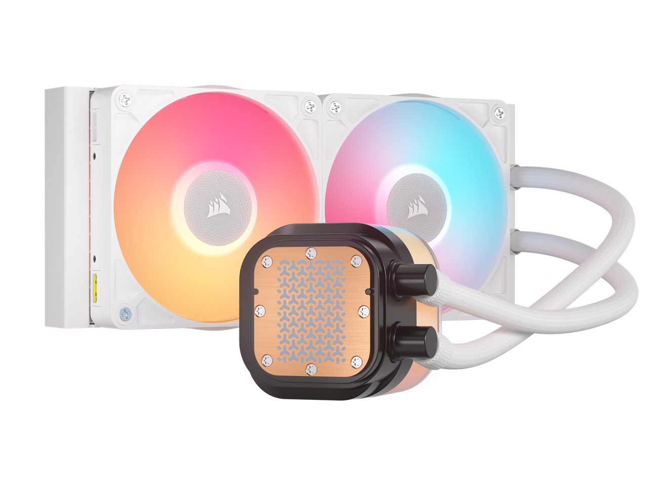 Alt View 3. CORSAIR - CORSAIR iCUE LINK TITAN 240 RX LCD CPU Cooler – White – RX120 RGB Fans – iCUE LINK Hub Included - White.