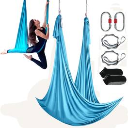 VEVOR - Aerial Yoga Hammock & Swing, 5.5 Yards, Aerial Yoga Starter Kit with 100gsm Nylon Fabric, Full Rigging Hardware - Blue