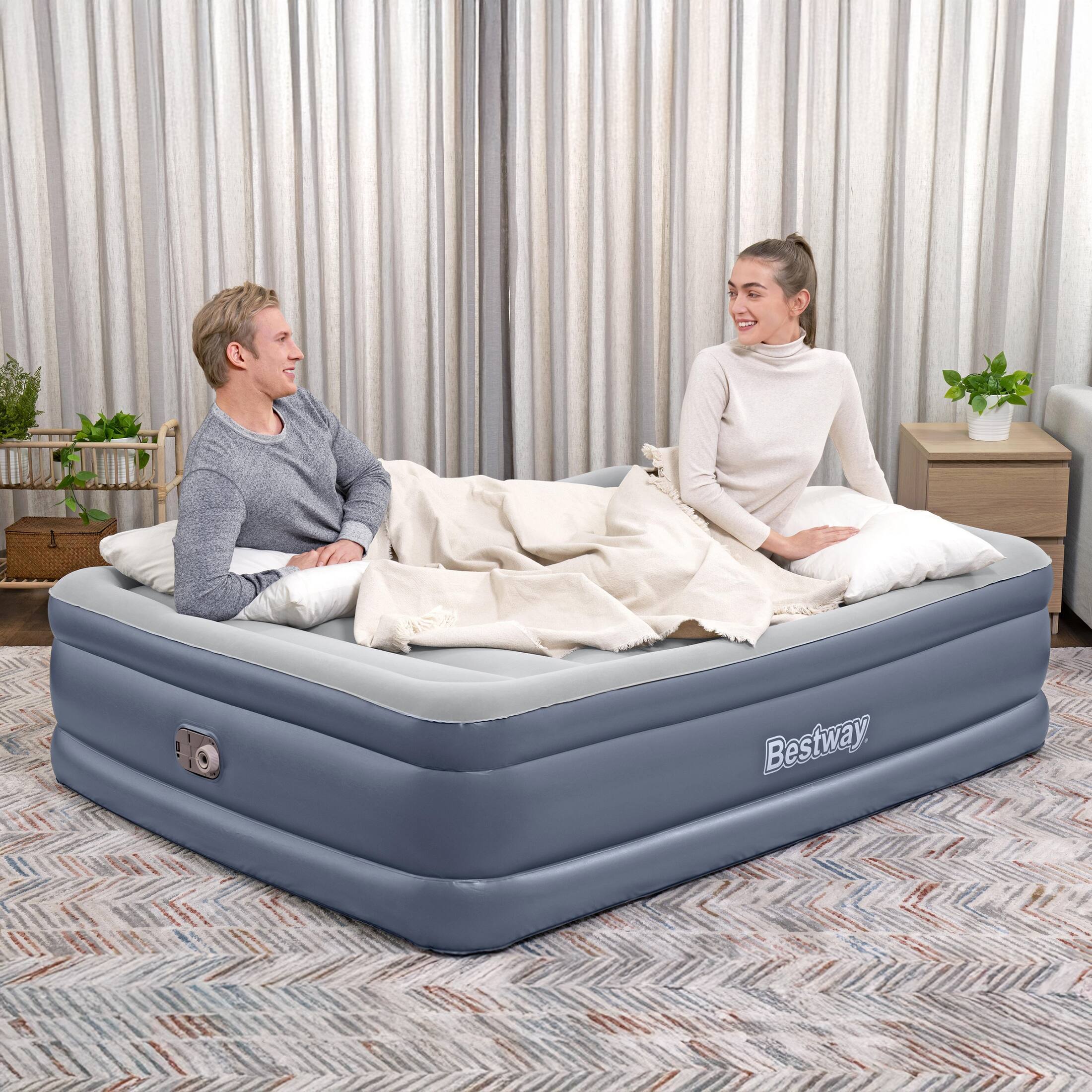 Alt View 5. Bestway - Bestway Tritech Queen Air Mattress, 20" with Built-In AC Pump and Bag - Grey.