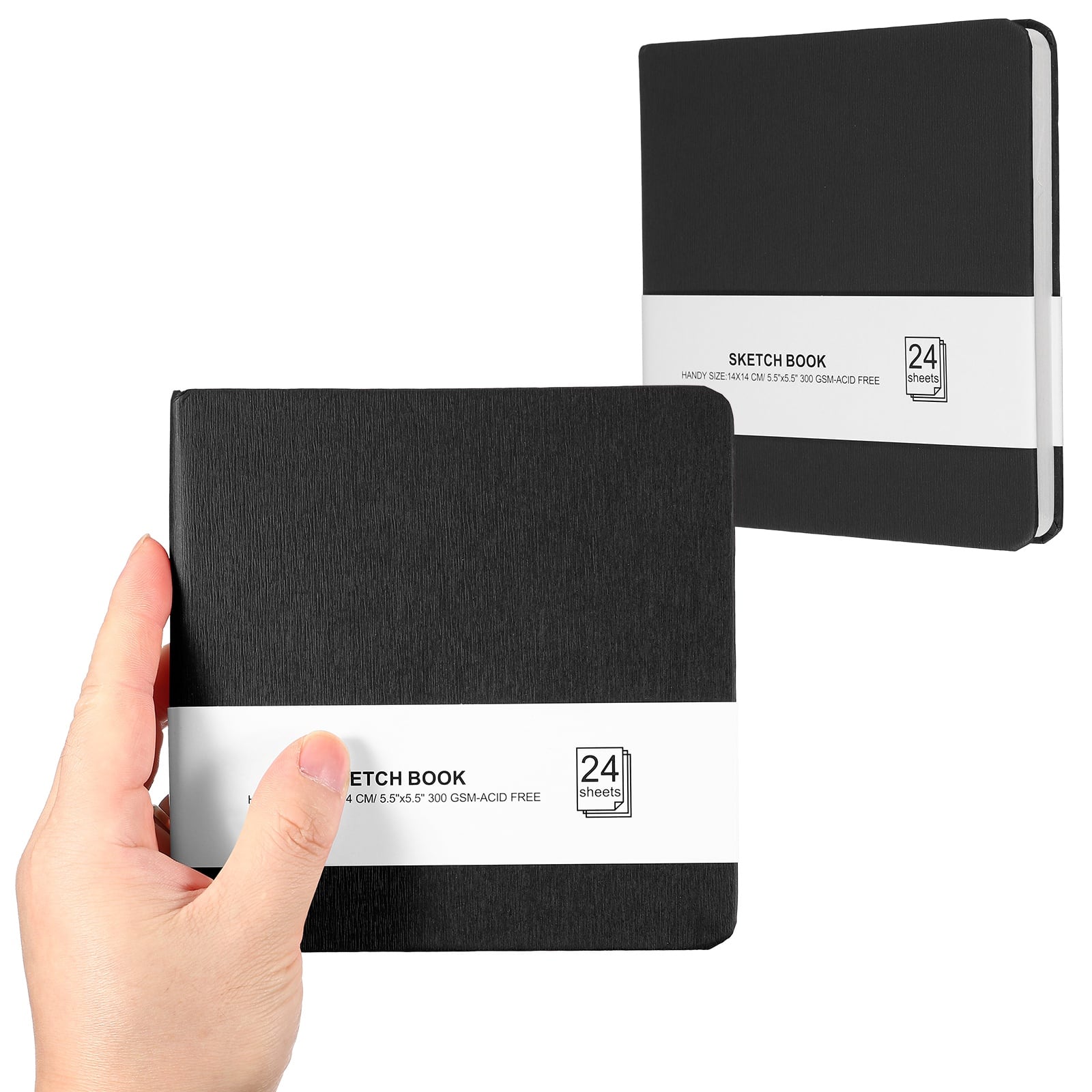 Unique Bargains - 2pcs 5.5x5.5 Inch Small Sketchbook, 24/48pg 300GSM Watercolor Paper Pad Square Tiny Pocket for Drawing Travel - Black price history on PriceWatchPro