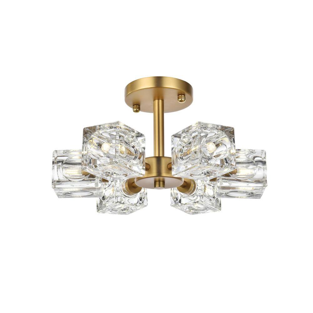 Living District Lyra 14 inch Flush Mount Ceiling Light Satin Gold ...
