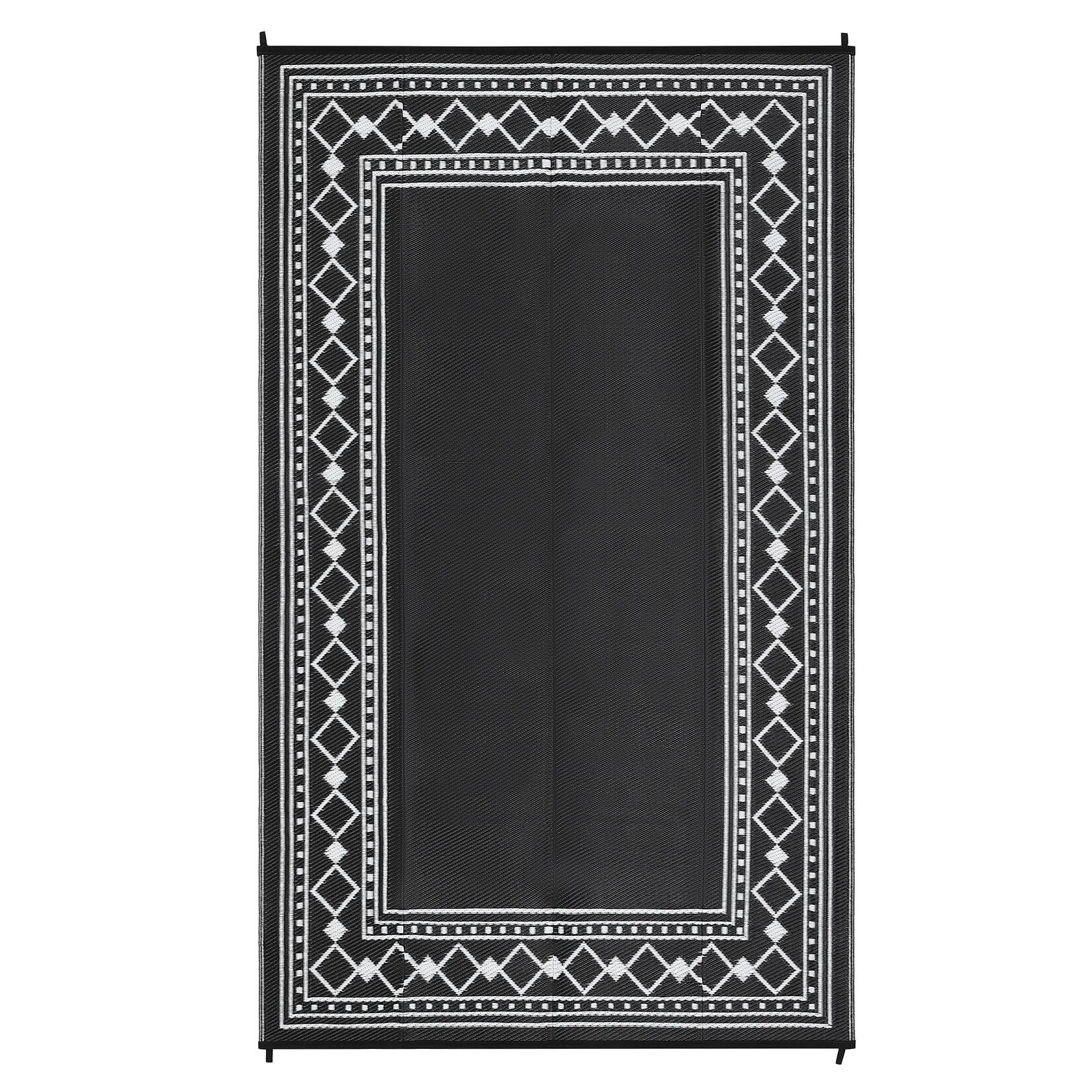 Front. GAOMON - Modern Outdoor Area Rug Stain Resistant Waterproof UV Resistant Lightweight Carpet for Balcony Picnic Beach Vacation - Black White.