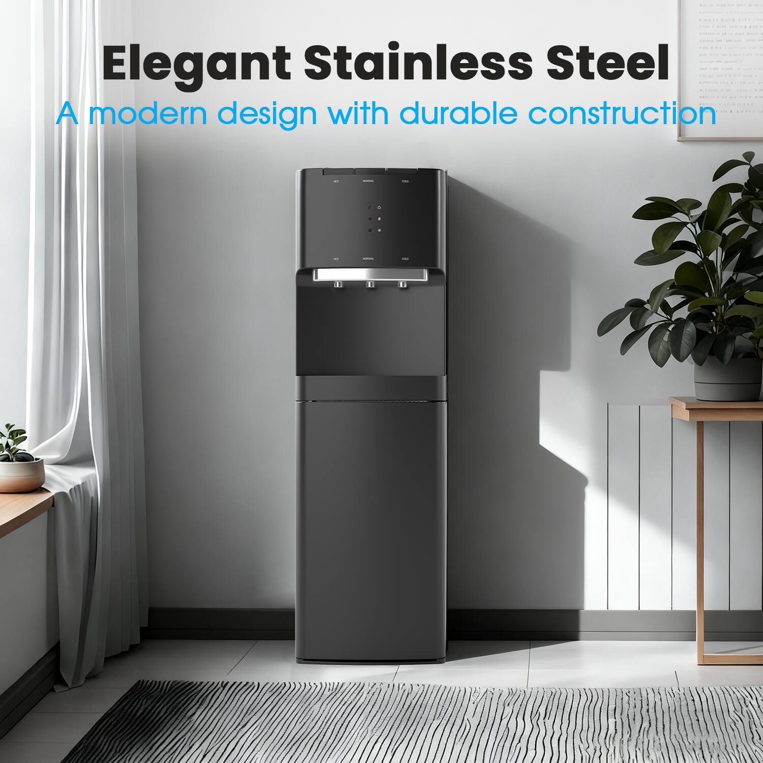 Elegant Stainless Steel  
A modern design with durable construction