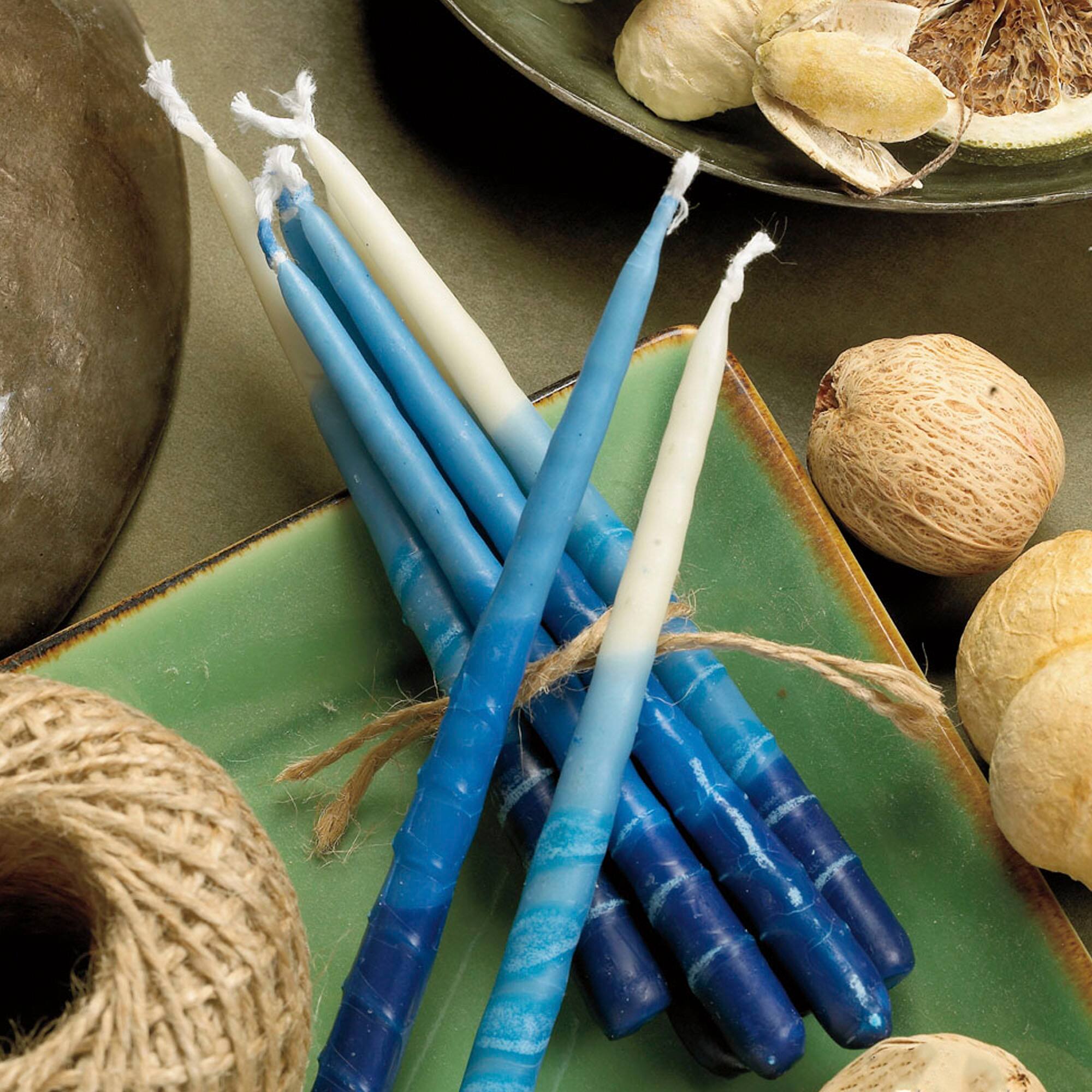 Alt View 1. Rite Lite - Blue and White Hanukkah Premium Hand Dipped Candles 5" - Blue.