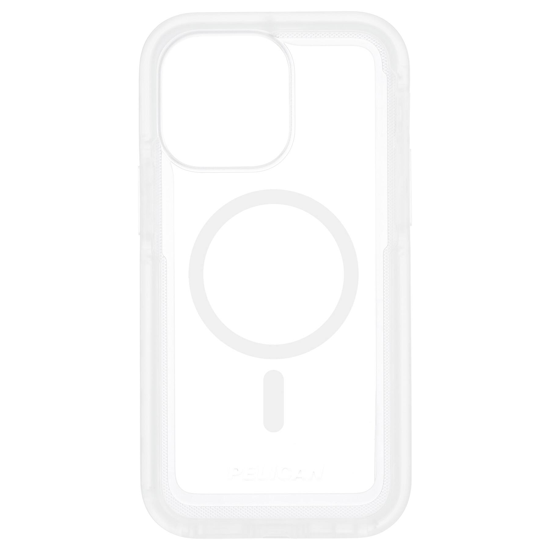 Front. Pelican - Voyager Antimicrobial Hardshell Case for with MagSafe for Apple iPhone 14 Pro Max - Clear.