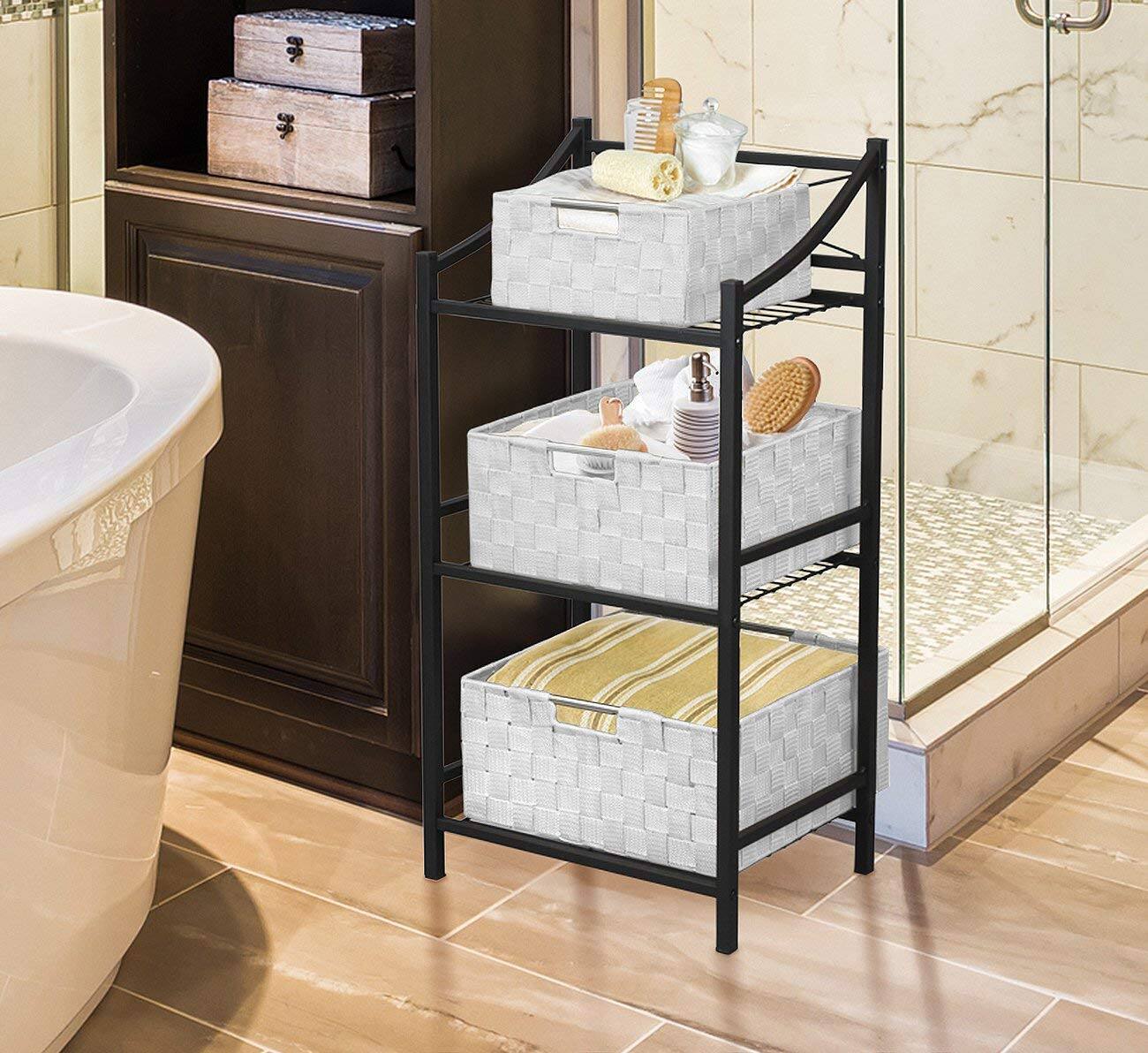 Left. Sorbus - Weave Basket Bin Set Double Woven (9 Pack) - White.