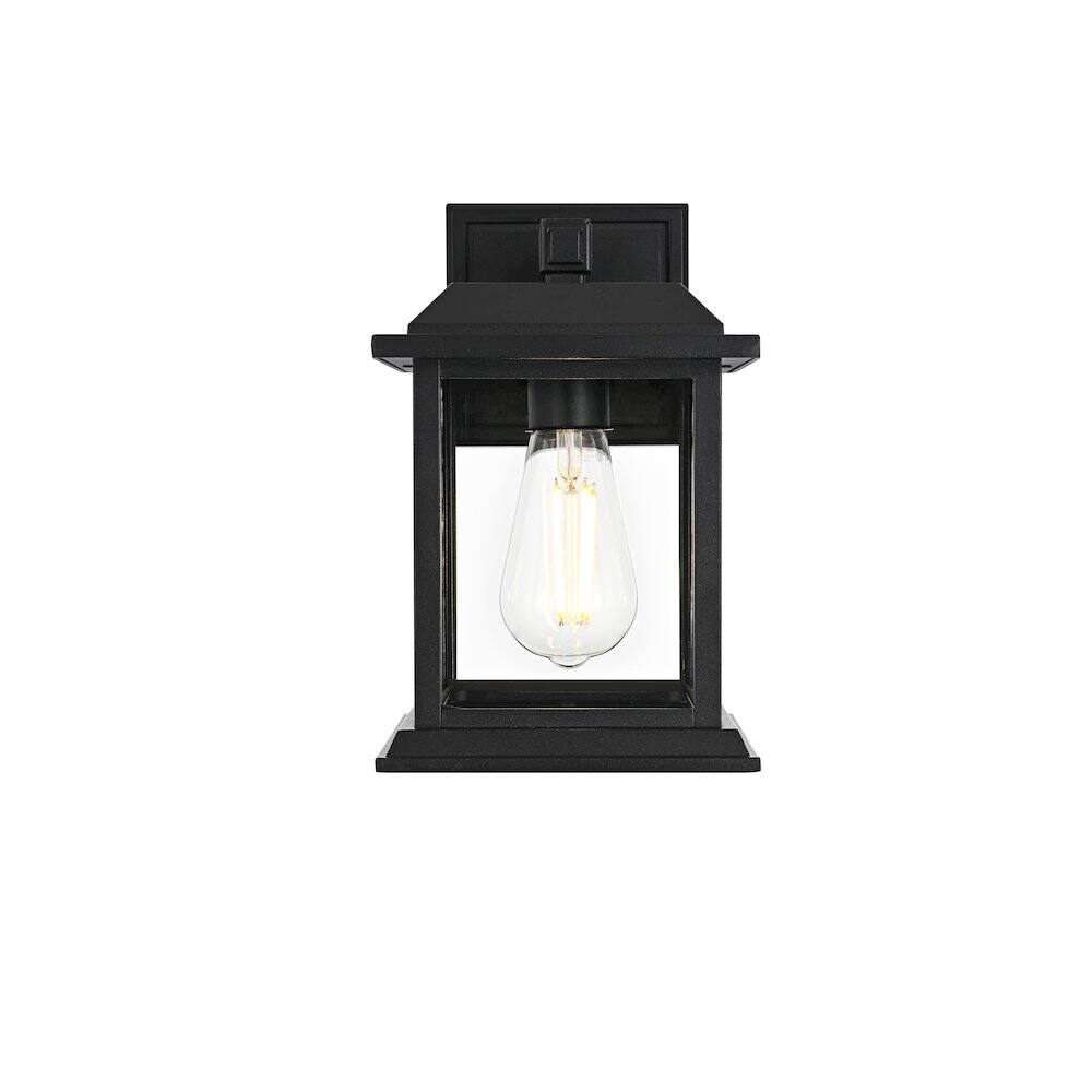 Alt View 2. Elegant Lighting - Araceli 10 inch Outdoor Wall sconce in Black - Black And Clear.