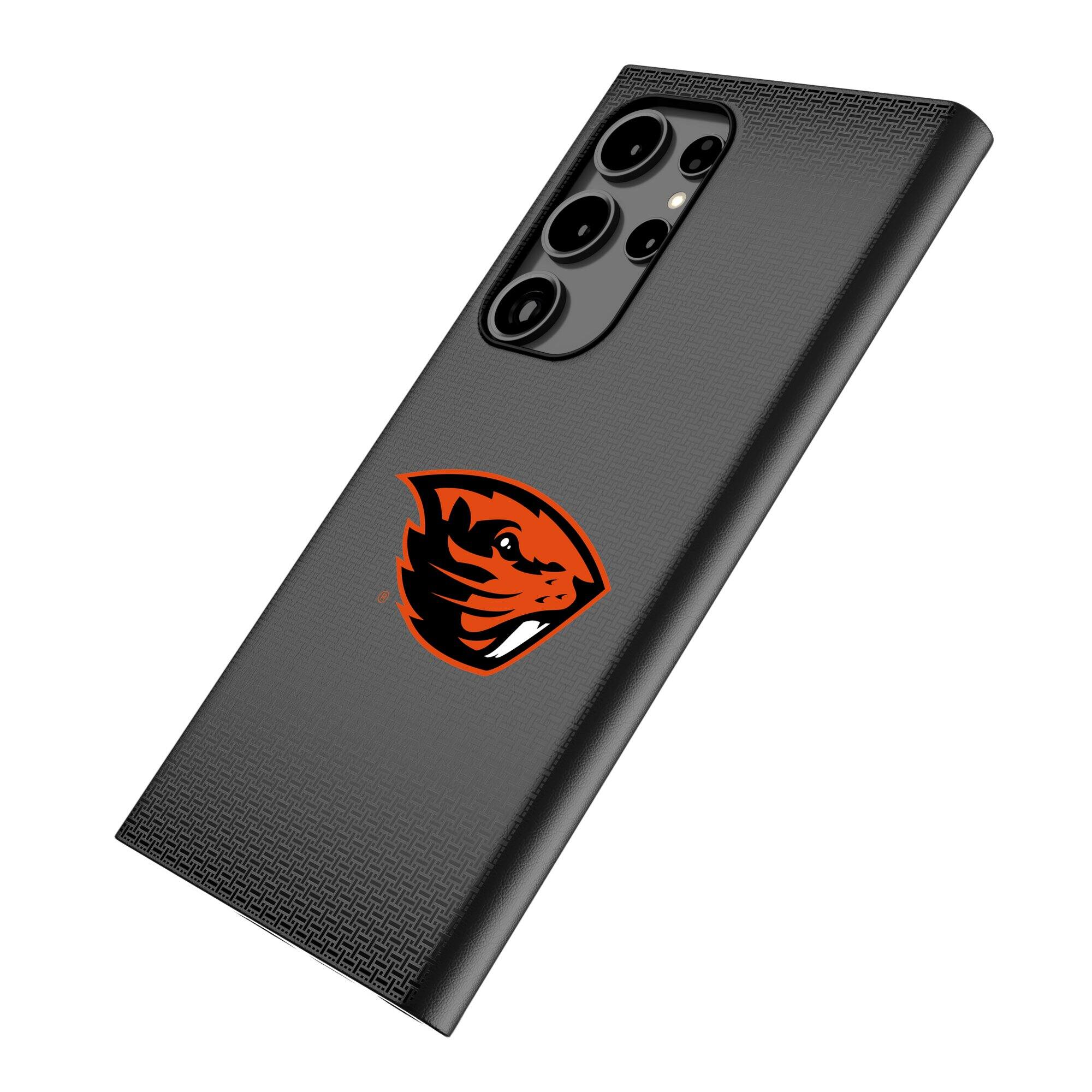 Alt View 1. Keyscaper - Oregon State Beavers Linen Galaxy Magnetic Bump Case - S25 - Black.