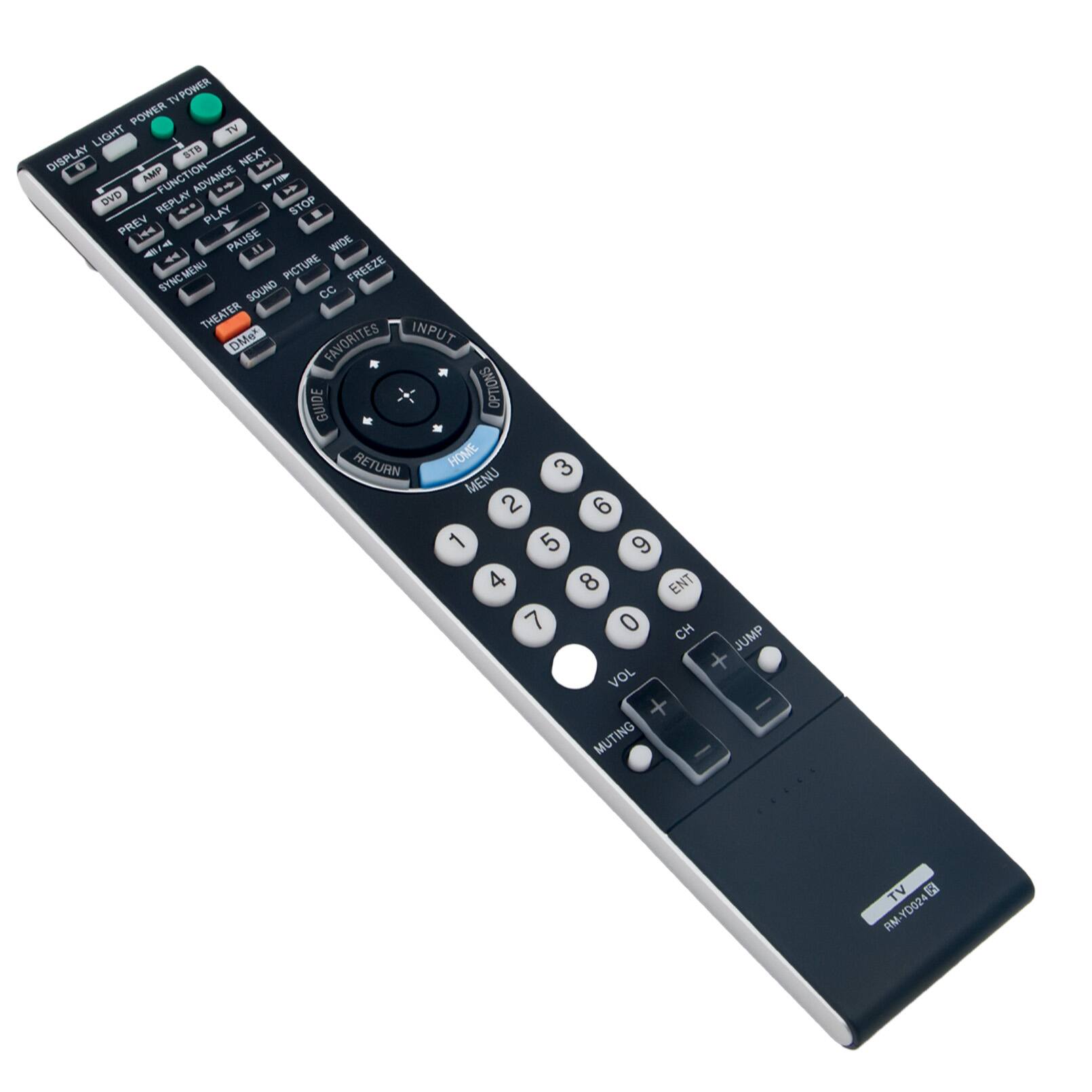 TV POWER POWER LIGHT TV DISPLAY STB NEXT 60 AMP FUNCTION- ADVANCE ! a H DVD REPLAY STOP PREV PLAY 1 PAUSE 4 - AN WIDE 4 SYNC MENU MENU PICTURE FREEZE SYNC SOUND CC THEATER INPUT DMe* FAVORITES GUIDE OPTIONS RETURN HOME 3 MENU 2 6 1 5 9 4 8 ENT 7 0 CH JUMP + VOL + - MUTING TV B RM-YD024F RM