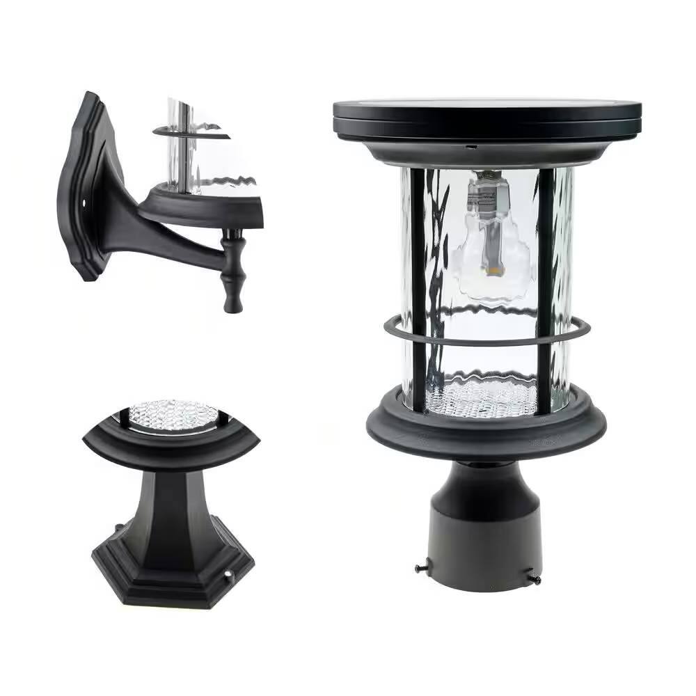 Angle. Hivvago - Outdoor Pole/Base/Wall Mount Solar LED Light - Yard Path Lighting - 100 Lumens - Black.