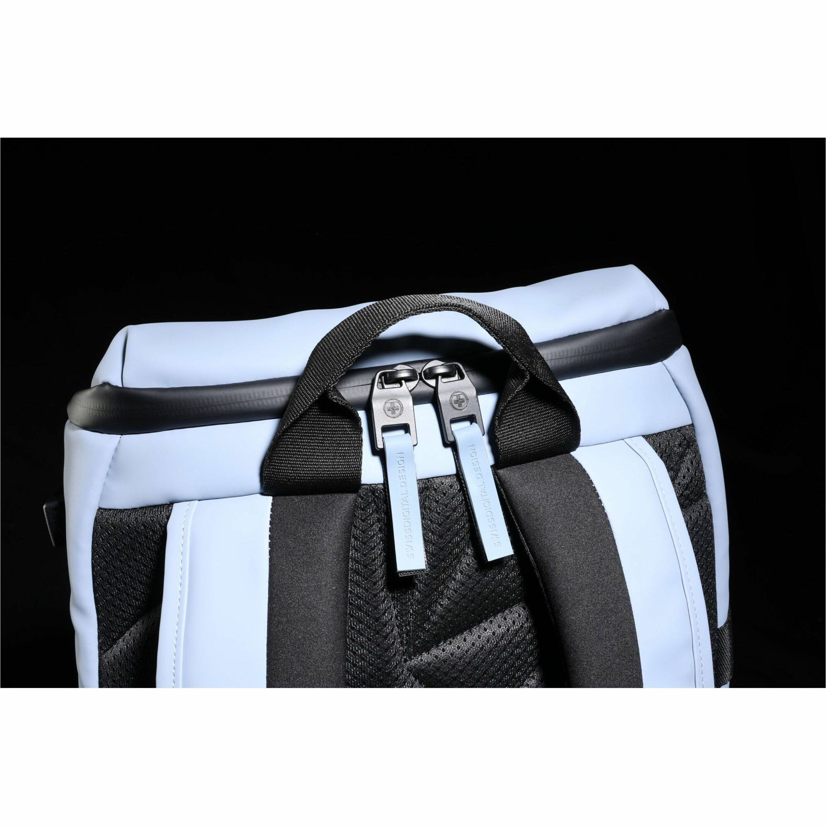 Alt View 32. Swissdigital Design - LAMONE L LED TSA-Friendly Water-Resistant Backpack With USB Charging Port  RFID Protection and Fits Up to 16″ Laptop - Light Blue.