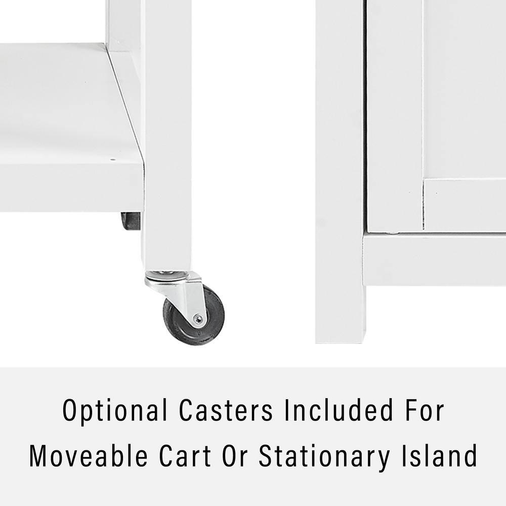 Optional Casters Included For Moveable Cart Or Stationary Island