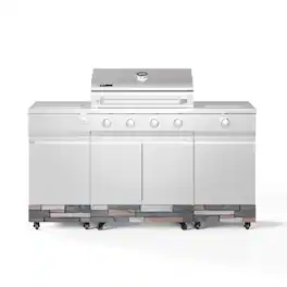 TYTUS Grills - Fresno 5-Burner LP/NG Convertible Grill in Stainless Steel + Ash Stone - Silver