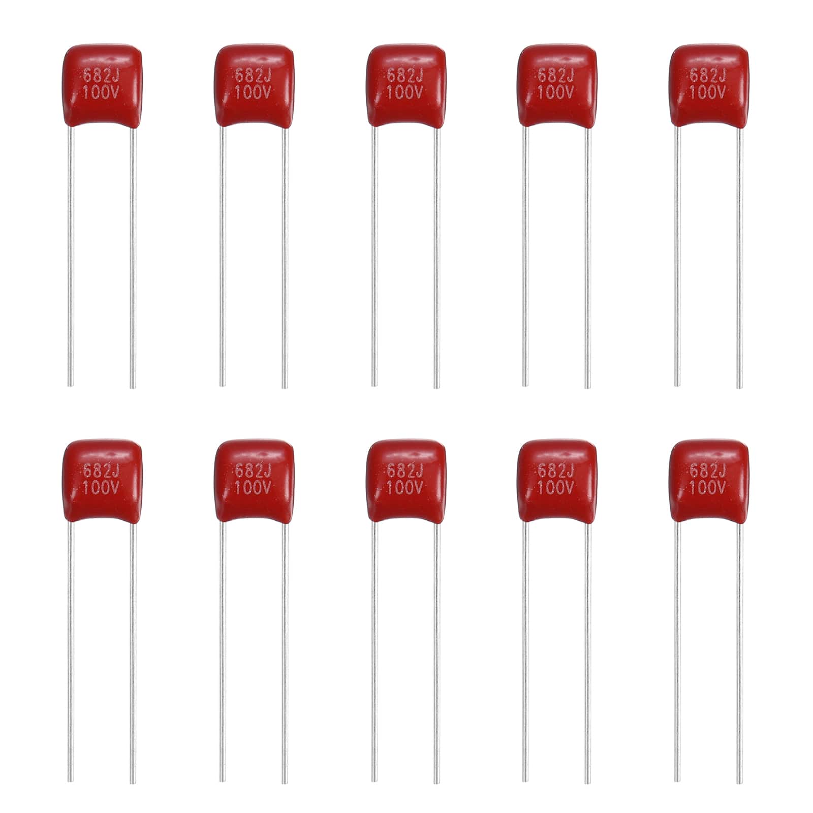 Unique Bargains - 20pcs 0.0068uF 100V CBB21/CBB22 Metallized Polypropylene Film Capacitor Kit for Electronics - Red